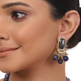 Gold Plated Ganga Jamuna Blue Onyx Kundan Necklace Set
