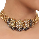Gold Plated Ganga Jamuna Kundan Choker Set