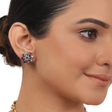 Silver Plated Ganga Jamuna Navaratna Necklace Set