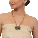 Silver Plated Ganga Jamuna Laxmi Ganesha Necklace Set