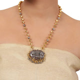 Silver Plated Ganga Jamuna Laxmi Ganesha Necklace Set