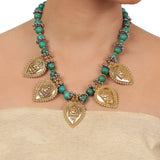 Gold Plated Ganga Jamuna Durga Necklace Set