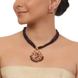 Gold Plated Valentine Kundan Peacock  Necklace Set