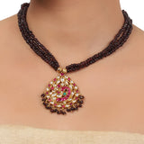Gold Plated Valentine Kundan Peacock  Necklace Set