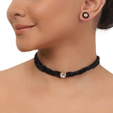 Gold Plated Valentine Kundan Black  Onyx Choker Set