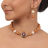 Gold Plated Valentine Kundan Gold Choker Set