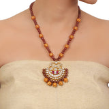 Gold Plated Valentine Kundan Gomed Necklace Set