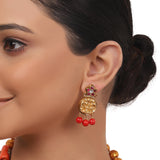 Gold Plated  Valentine Kundan Laxshmi  Coral Necklace Set