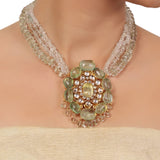 Gold Plated Valentine Fluorite Aquamarine Kundan  Necklace Set