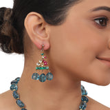 Gold Plated Valentine Blue Kundan Necklace Set