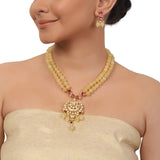 Gold Plated  Valentine Kundan Opalite Necklace Set