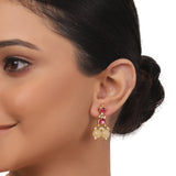 Gold Plated  Valentine Kundan Opalite Necklace Set