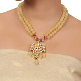Gold Plated  Valentine Kundan Opalite Necklace Set