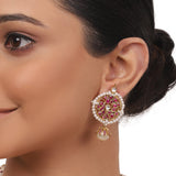 Gold Plated Valentine Ruby  Pearl Kundan Necklace Set