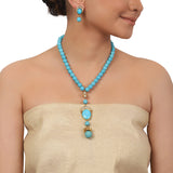 Gold Plated Valentine Turquoise Kundan Necklace Set