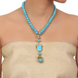 Gold Plated Valentine Turquoise Kundan Necklace Set