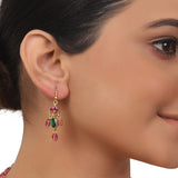 Gold Plated Valentine Red Green Kundan Necklace Set