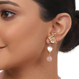 Gold Plated Valentine Pink Kundan Necklace Set