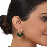 Gold Plated Valentine Kundan Green Onyx Necklace Set