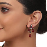 Silver Plated Valentine Kundan  Grey Pearls Necklace Set