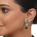 Gold Plated Valentine Green Kundan Peacock Necklace Set