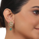 Gold Plated Valentine Kundan Green Necklace Set