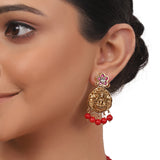 Gold Plated Valentine Coral Kundan Necklace Set