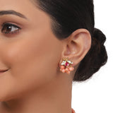 Gold Plated Valentine Pink Coral Kundan Necklace Set