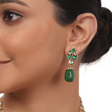 Gold Plated Valentine Green Red Kundan Necklace Set