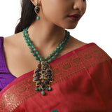 Gold Plated Taraash Tourmaline Green Onyx Necklace Set