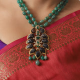 Gold Plated Taraash Tourmaline Green Onyx Necklace Set