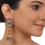 Gold Plated Ganga Jamuna Silver Ghungroo  Long Earring