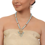 Gold Plated Blue Kundan Necklace Set