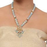 Gold Plated Blue Kundan Necklace Set