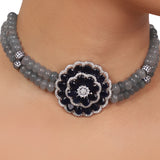 Silver Plated Valentine Blue Necklace Set