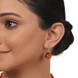 Silver Plated Valentine Zircon Orange Tassel Necklace Set