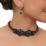 Silver Plated Valentine Blue Red Zircon Necklace Set