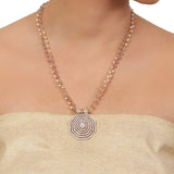 Gold Plated Valentine Zircon Pink Necklace Set