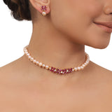 Gold Plated Valentine Ruby Choker Set