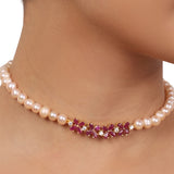 Gold Plated Valentine Ruby Choker Set