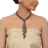 Silver Plated Valentine Victorian Smokey Necklace Set