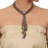 Silver Plated Valentine Victorian Smokey Necklace Set