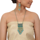 Gold Plated Valentine Zircon Turquoise Necklace Set