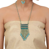 Gold Plated Valentine Zircon Turquoise Necklace Set
