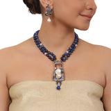 Silver Plated Valentine Blue Zircon Necklace Set