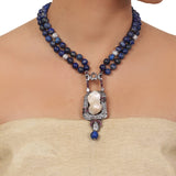 Silver Plated Valentine Blue Zircon Necklace Set