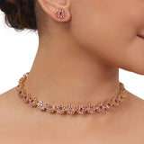 Gold Plated Valentine Ruby  Necklace Set