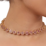 Gold Plated Valentine Ruby  Necklace Set