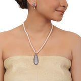 Silver Plated Valentine Pearl Zircon Necklace Set