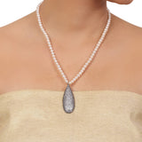 Silver Plated Valentine Pearl Zircon Necklace Set